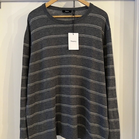 $395 Theory Cashmere Sweater Charcoal XXL CrewNeck - Picture 1 of 3